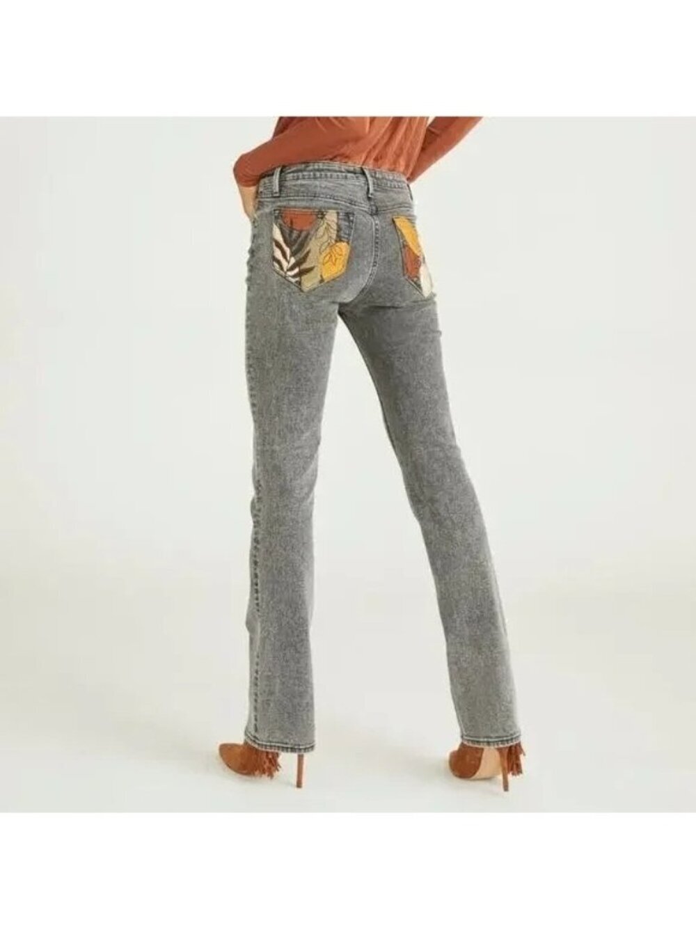 DRIFTWOOD Kelly Embroidered Dark Gray Acid Washed Denim Size 26 - Picture 1 of 6